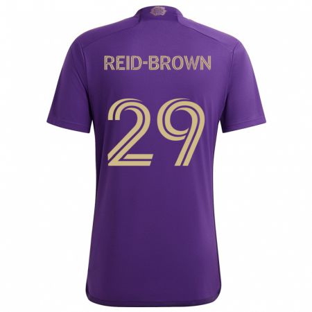 Kandiny Gyermek Tahir Reid-Brown #29 Lila Sárga Hazai Jersey 2024/25 Mez Póló Ing