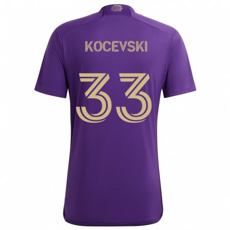 Kandiny Gyermek Jeorgio Kocevski #33 Lila Sárga Hazai Jersey 2024/25 Mez Póló Ing