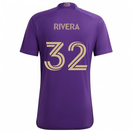 Kandiny Gyermek Wilfredo Rivera #32 Lila Sárga Hazai Jersey 2024/25 Mez Póló Ing