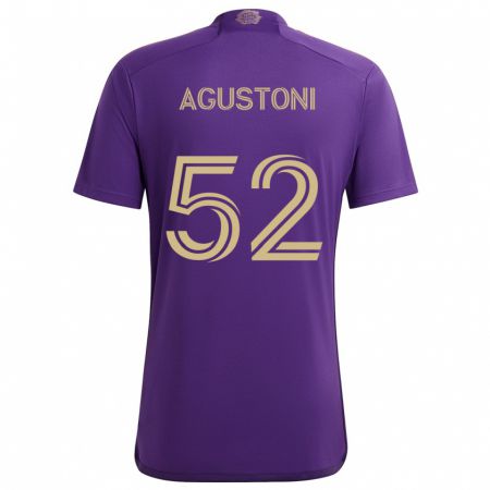 Kandiny Gyermek Gonzalo Agustoni #52 Lila Sárga Hazai Jersey 2024/25 Mez Póló Ing