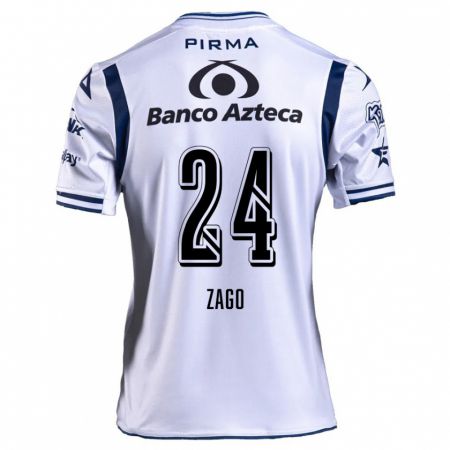 Kandiny Gyermek Diego Zago #24 Fehér Sötétkék Hazai Jersey 2024/25 Mez Póló Ing