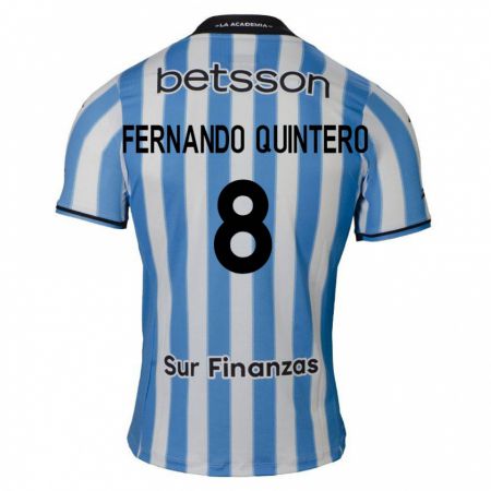 Kandiny Gyermek Juan Fernando Quintero #8 Kék Fehér Fekete Hazai Jersey 2024/25 Mez Póló Ing