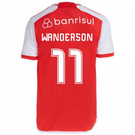 Kandiny Gyermek Wanderson #11 Piros Fehér Hazai Jersey 2024/25 Mez Póló Ing