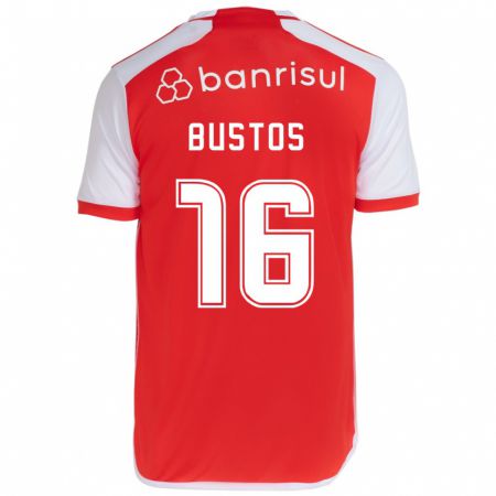 Kandiny Gyermek Fabricio Bustos #16 Piros Fehér Hazai Jersey 2024/25 Mez Póló Ing