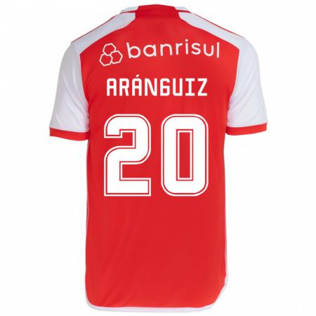 Kandiny Gyermek Charles Aránguiz #20 Piros Fehér Hazai Jersey 2024/25 Mez Póló Ing