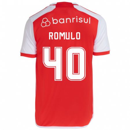 Kandiny Gyermek Rômulo #40 Piros Fehér Hazai Jersey 2024/25 Mez Póló Ing