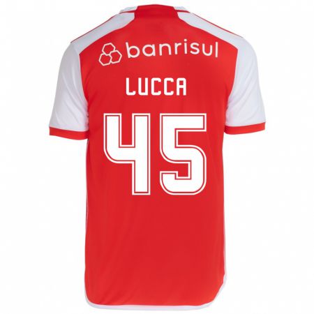 Kandiny Gyermek Lucca #45 Piros Fehér Hazai Jersey 2024/25 Mez Póló Ing