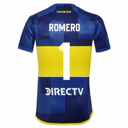 Kandiny Gyermek Sergio Romero #1 Kék Sárga Hazai Jersey 2024/25 Mez Póló Ing