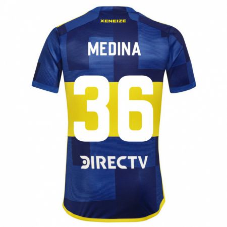 Kandiny Gyermek Cristian Medina #36 Kék Sárga Hazai Jersey 2024/25 Mez Póló Ing