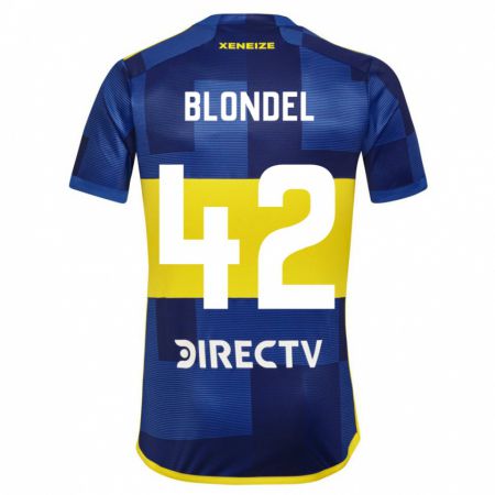 Kandiny Gyermek Lucas Blondel #42 Kék Sárga Hazai Jersey 2024/25 Mez Póló Ing