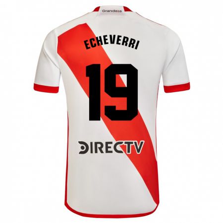 Kandiny Gyermek Claudio Echeverri #19 Fehér Piros Hazai Jersey 2024/25 Mez Póló Ing