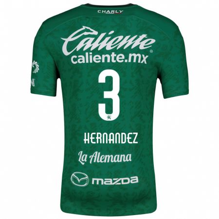 Kandiny Gyermek Pedro Hernández #3 Zöld Fehér Hazai Jersey 2024/25 Mez Póló Ing