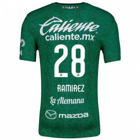 Kandiny Gyermek David Ramírez #28 Zöld Fehér Hazai Jersey 2024/25 Mez Póló Ing