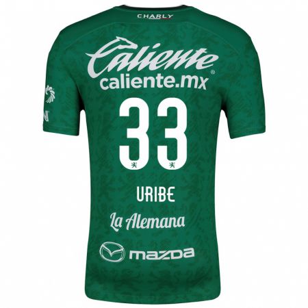 Kandiny Gyermek Héctor Uribe #33 Zöld Fehér Hazai Jersey 2024/25 Mez Póló Ing