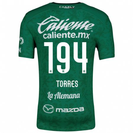 Kandiny Gyermek Erick Torres #194 Zöld Fehér Hazai Jersey 2024/25 Mez Póló Ing