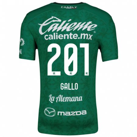 Kandiny Gyermek Andrés Gallo #201 Zöld Fehér Hazai Jersey 2024/25 Mez Póló Ing