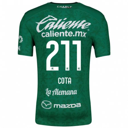 Kandiny Gyermek Luis Cota #211 Zöld Fehér Hazai Jersey 2024/25 Mez Póló Ing