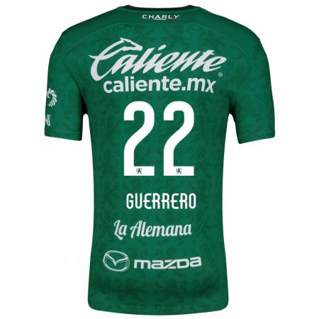 Kandiny Gyermek África Guerrero #22 Zöld Fehér Hazai Jersey 2024/25 Mez Póló Ing