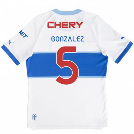 Kandiny Gyermek Daniel González #5 Fehér Kék Hazai Jersey 2024/25 Mez Póló Ing