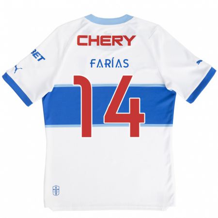 Kandiny Gyermek Agustín Farías #14 Fehér Kék Hazai Jersey 2024/25 Mez Póló Ing