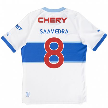 Kandiny Gyermek Ignacio Saavedra #8 Fehér Kék Hazai Jersey 2024/25 Mez Póló Ing