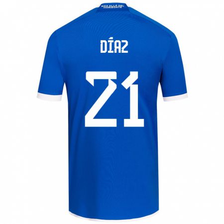 Kandiny Gyermek Marcelo Díaz #21 Kék Fehér Hazai Jersey 2024/25 Mez Póló Ing