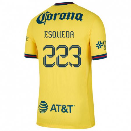 Kandiny Gyermek Diego Esqueda #223 Sárga Kék Hazai Jersey 2024/25 Mez Póló Ing