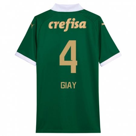 Kandiny Gyermek Agustín Giay #4 Zöld Fehér Hazai Jersey 2024/25 Mez Póló Ing