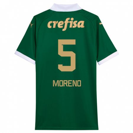 Kandiny Gyermek Aníbal Moreno #5 Zöld Fehér Hazai Jersey 2024/25 Mez Póló Ing