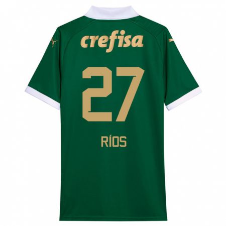 Kandiny Gyermek Richard Ríos #27 Zöld Fehér Hazai Jersey 2024/25 Mez Póló Ing