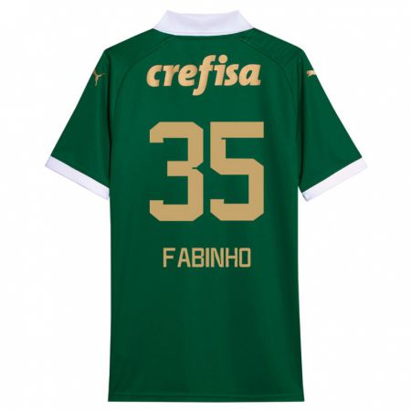 Kandiny Gyermek Fabinho #35 Zöld Fehér Hazai Jersey 2024/25 Mez Póló Ing