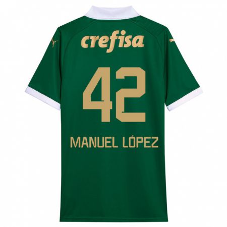 Kandiny Gyermek José Manuel López #42 Zöld Fehér Hazai Jersey 2024/25 Mez Póló Ing