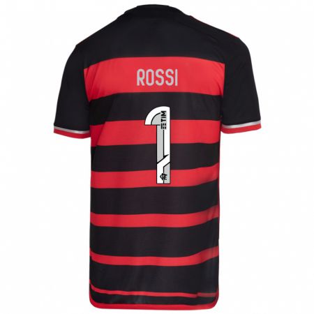 Kandiny Gyermek Agustín Rossi #1 Piros Fekete Hazai Jersey 2024/25 Mez Póló Ing