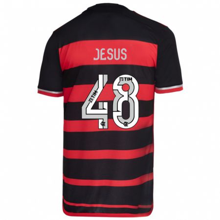 Kandiny Gyermek Igor Jesus #48 Piros Fekete Hazai Jersey 2024/25 Mez Póló Ing