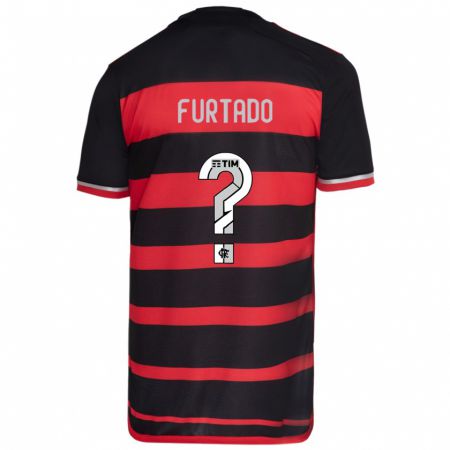 Kandiny Gyermek Lucas Furtado #0 Piros Fekete Hazai Jersey 2024/25 Mez Póló Ing