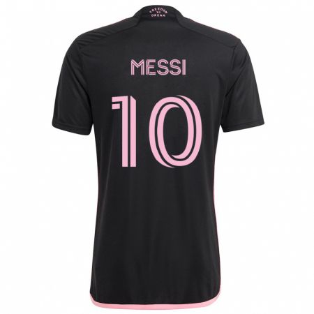 Kandiny Gyermek Lionel Messi #10 Fekete Idegenbeli Jersey 2024/25 Mez Póló Ing