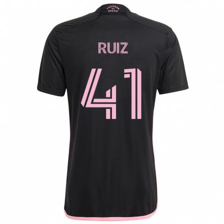 Kandiny Gyermek David Ruíz #41 Fekete Idegenbeli Jersey 2024/25 Mez Póló Ing