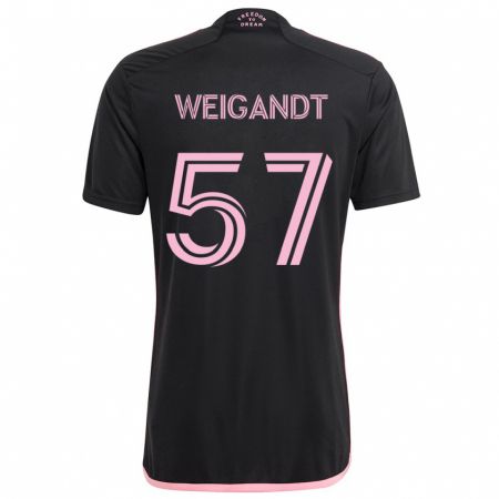 Kandiny Gyermek Marcelo Weigandt #57 Fekete Idegenbeli Jersey 2024/25 Mez Póló Ing