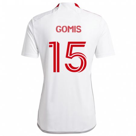 Kandiny Gyermek Nicksoen Gomis #15 Fehér Piros Idegenbeli Jersey 2024/25 Mez Póló Ing