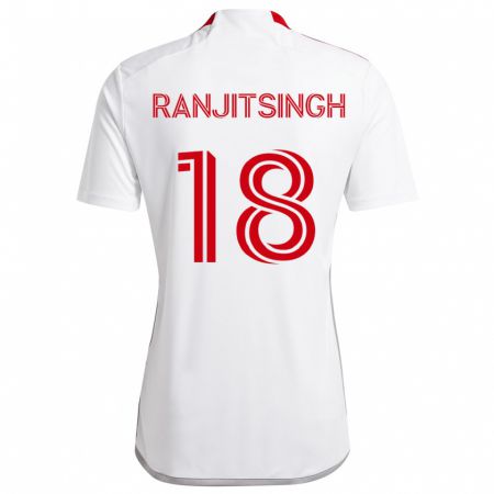 Kandiny Gyermek Greg Ranjitsingh #18 Fehér Piros Idegenbeli Jersey 2024/25 Mez Póló Ing