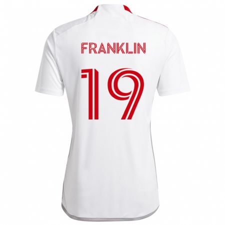 Kandiny Gyermek Kobe Franklin #19 Fehér Piros Idegenbeli Jersey 2024/25 Mez Póló Ing