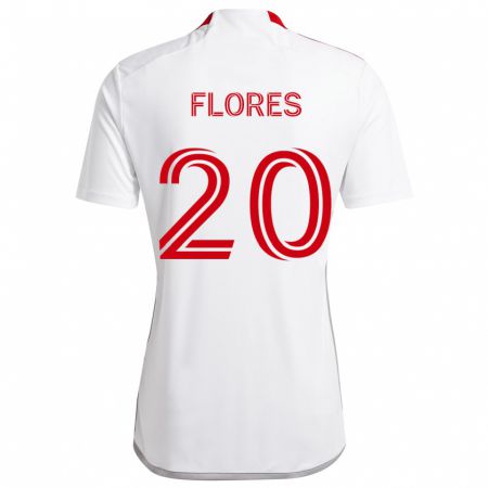 Kandiny Gyermek Deybi Flores #20 Fehér Piros Idegenbeli Jersey 2024/25 Mez Póló Ing