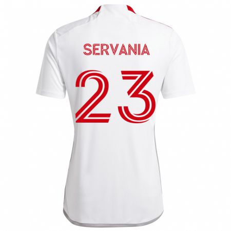 Kandiny Gyermek Brandon Servania #23 Fehér Piros Idegenbeli Jersey 2024/25 Mez Póló Ing