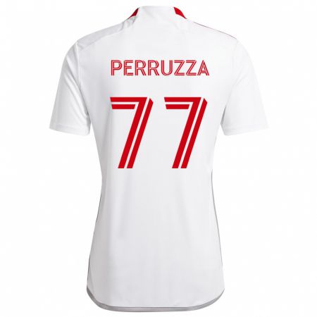 Kandiny Gyermek Jordan Perruzza #77 Fehér Piros Idegenbeli Jersey 2024/25 Mez Póló Ing