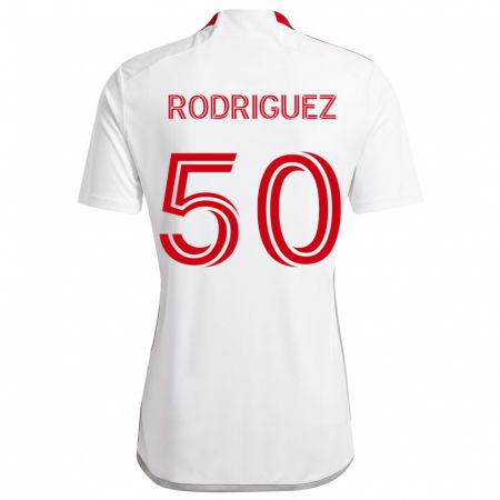 Kandiny Gyermek Abraham Rodriguez #50 Fehér Piros Idegenbeli Jersey 2024/25 Mez Póló Ing