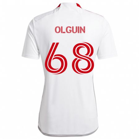 Kandiny Gyermek Lucas Olguin #68 Fehér Piros Idegenbeli Jersey 2024/25 Mez Póló Ing