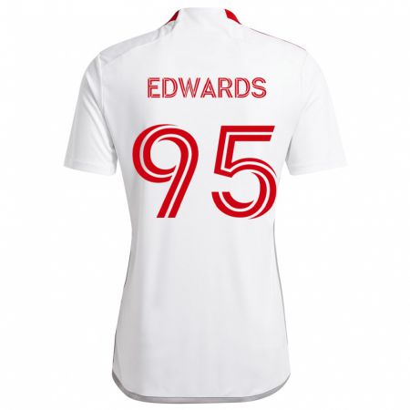 Kandiny Gyermek Nathaniel Edwards #95 Fehér Piros Idegenbeli Jersey 2024/25 Mez Póló Ing