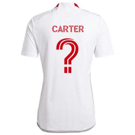 Kandiny Gyermek Ajahni Carter #0 Fehér Piros Idegenbeli Jersey 2024/25 Mez Póló Ing