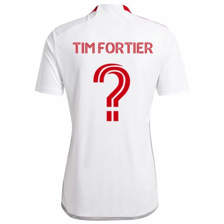 Kandiny Gyermek Tim Fortier #0 Fehér Piros Idegenbeli Jersey 2024/25 Mez Póló Ing