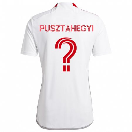 Kandiny Gyermek Tristan Pusztahegyi #0 Fehér Piros Idegenbeli Jersey 2024/25 Mez Póló Ing